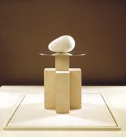 Constantin Brancusi, "Beginning Of The World", c. 1920, 30 x 20 x 20 in. Marble, nickel silver, and stone, collection of the Dallas Museum of Art.