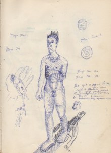 Drawing from an early sketch book of the "Walking Man", 1979/80
